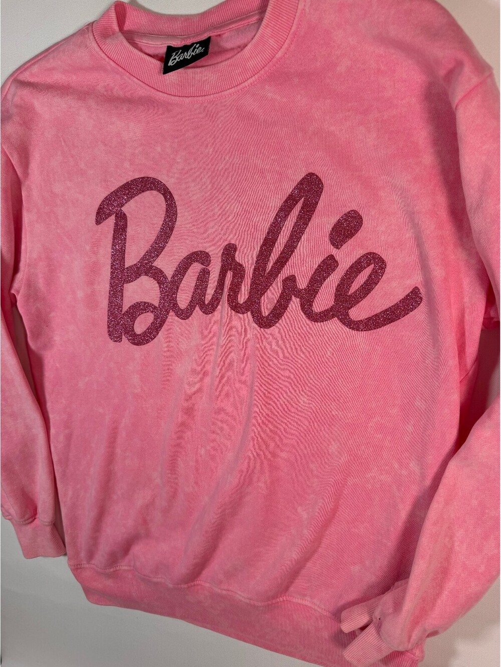 Barbie Pink Tie-Dye Sweatshirt with Glitter Logo